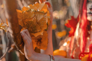 Deer girl in the autumn forest