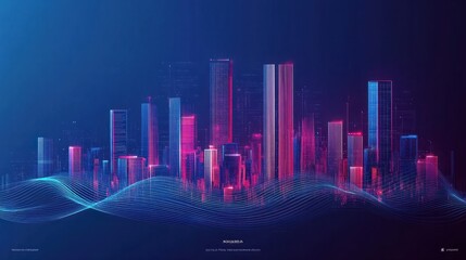 Smart city and abstract dot point connect with gradient line and aesthetic Intricate wave line design , big data connection technology concep