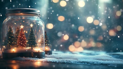 Elegant Winter Holiday Decorations with Red Accents and Glowing Christmas Ornaments