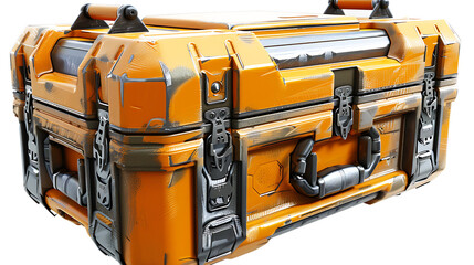A tough, rugged, orange and black tool case.