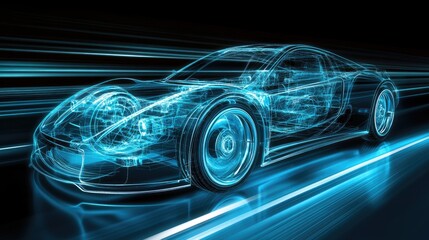 Fototapeta premium Futuristic Car Design in Neon Lights