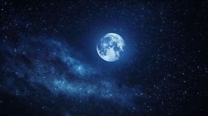 Fototapeta premium A starry night sky with a blue moon