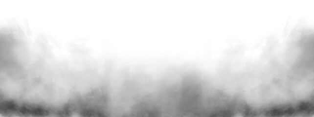 Smoke Texture overlays on transparent background. Misty effect, text or space, Design element,  Abstract black gray texture. Png image.