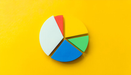 Top view pie chart with 5 segments, perfect for visual data representation and infographic use.