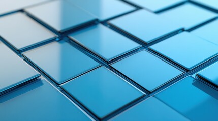 Obraz premium Abstract blue glass squares overlapping in a modern design.