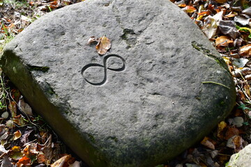 Stone with number engraved in Castlecomer Discovery Park, Co. Kilkenny, Ireland