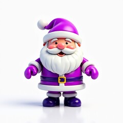 Fototapeta premium Violet Santa Christmas ornament with a smooth, glossy surface against a white background. Perfectly realistic and ideal for holiday decor.