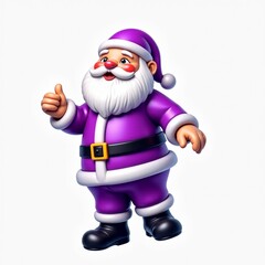 Violet Santa Christmas ornament with a smooth, glossy surface against a white background. Perfectly realistic and ideal for holiday decor.