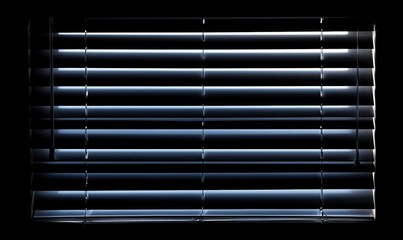 Silhouette of one section blinds on black. Gobo mask for light source.