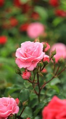 pink roses in garden