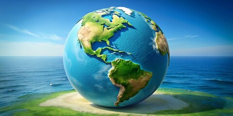 Fototapeta premium The Fragile Egg of Earth A 3D Render of Our Planet, Earth Day, Global Warming, Sustainability