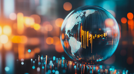 Abstract business network Around the world and charts and graphs with statistics to innovative analyze business potential and forecast future development of companies growth.