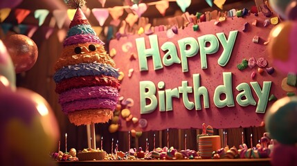 Naklejka premium Happy Birthday Cake