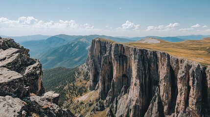 Obraz premium Majestic Mountain Cliff with Panoramic View