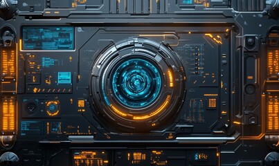 Scifi cyber space age material multifunctional background wall .Sci-fi facility. space station. shielded mechanism. scifi space ship
