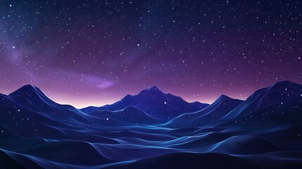 Night landscape with stars and milky way, minimalist design