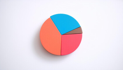 Top view pie chart with 5 segments, perfect for visual data representation and infographic use.