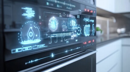 Smart Kitchen Design with Integrated Digital Dashboard and Eco-Friendly Dishwasher Performance