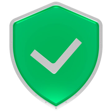3d security approval green symbol isolated transparent background 3d rendering