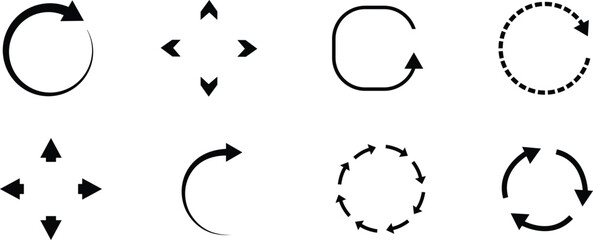 Set of Recycle Fill icons. An arrow that revolve endlessly Reuse concept Recycled. Rounded angles. Ecology, Bio rotation arrows symbols Signs vector collection isolated on transparent background