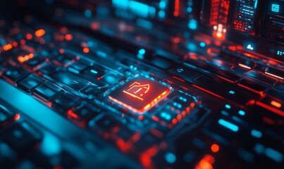 Obraz premium key on monitor screen, cybersecurity concept