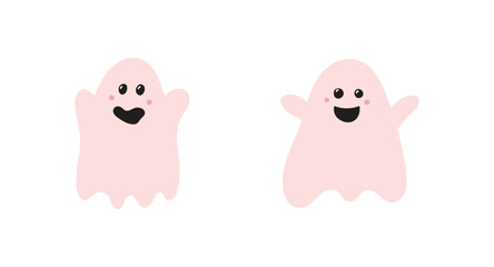 Set with Halloween ghosts isolated on white background. Vector illustration