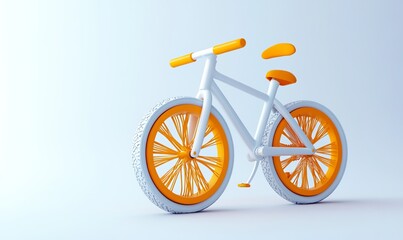 Health concept bike with orange wheels 3d rendering background