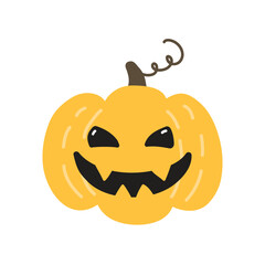 Halloween pumpkin lantern isolated on white background. Vector illustration