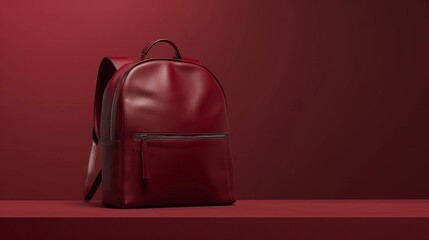 A luxurious leather backpack in a rich merlot hue showcasing a clean and modern design with minimal branding for a classic and sophisticated look.
