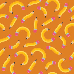School background with pencils. Seamless pattern. Vector illustration