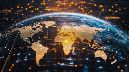 Abstract business network Around the world and charts and graphs with statistics to innovative analyze business potential and forecast future development of companies growth.