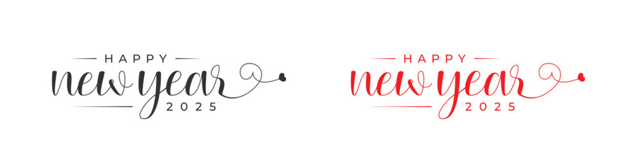 Happy New Year 2025, Hand-drawn 2025 Love Logo Design. 2025 Happy New Year Logo Design. Vector, Editable 2025 Logo Design