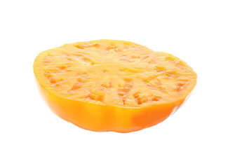 Piece of ripe yellow tomato isolated on white