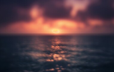 Fototapeta premium Blurred sunset sky and ocean nature background