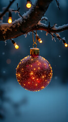 Obraz premium christmas ornament shone bright dark winter scene