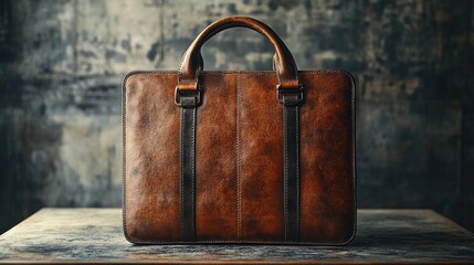 Vintage Leather Briefcase with Rustic Background Classic Elegance and Timeless Style in Modern Stock Photography