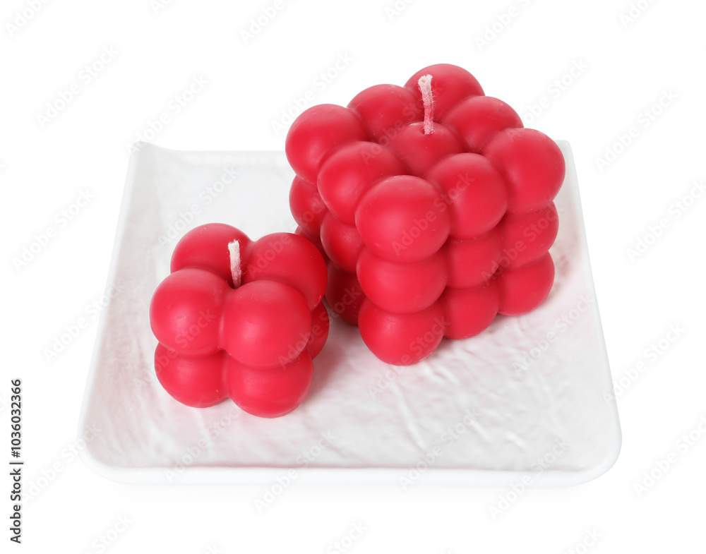 Canvas Prints Two red bubble candles isolated on white