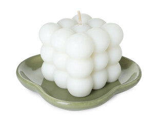 One beautiful bubble candle isolated on white
