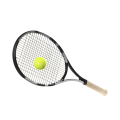 Tennis racket with ball isolated on white