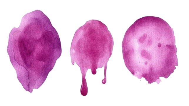 Purple Watercolor Stains on Transparent Background Generative AI
