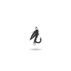 Fly fishing icon or logo icon white shadow