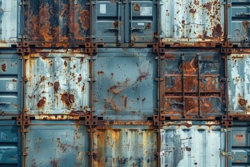 Close up images of marks and rust on metal containers.