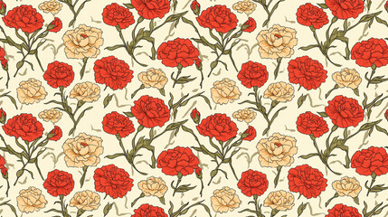 Red and Yellow Carnations Illustration