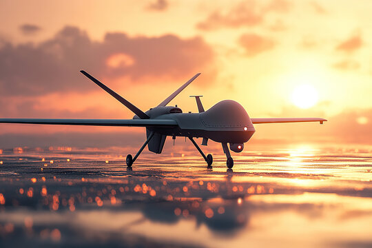 Military drone on aerodrome parking