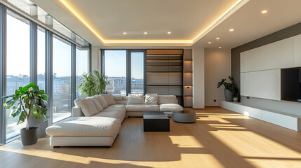 Fototapeta premium Modern interior of spacious apartment