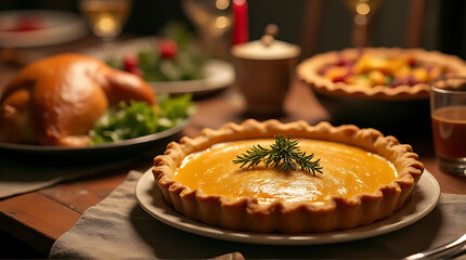 enjoying festive holiday meal family friends christmas day often involves traditional dishes like turkey pumpkin pie together