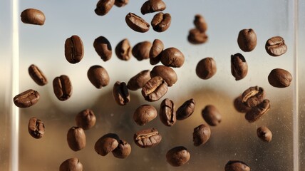 Obraz premium a-photo-of-whole-coffee-beans-floating-in-mid-air