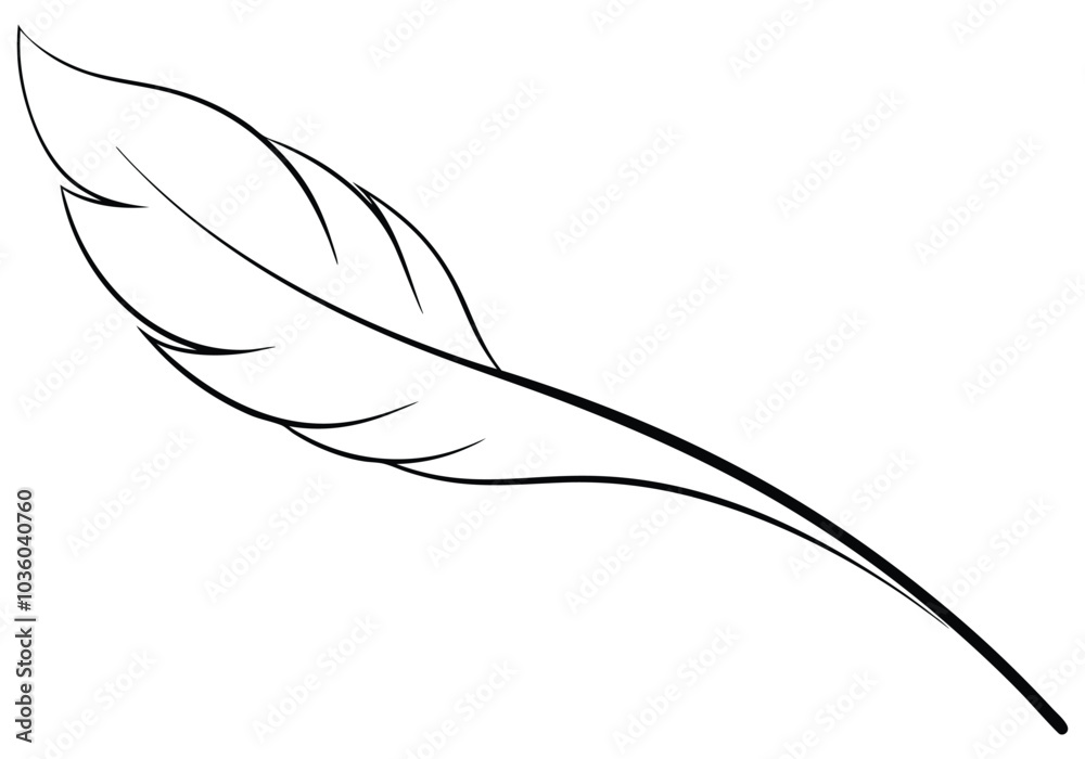 Fototapete continuous line art of a floating feather – elegant minimalist vector