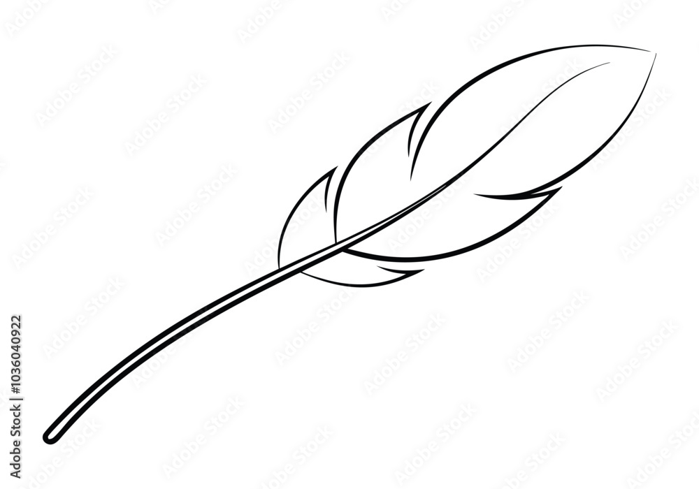 Fototapete continuous line art of a floating feather – elegant minimalist vector