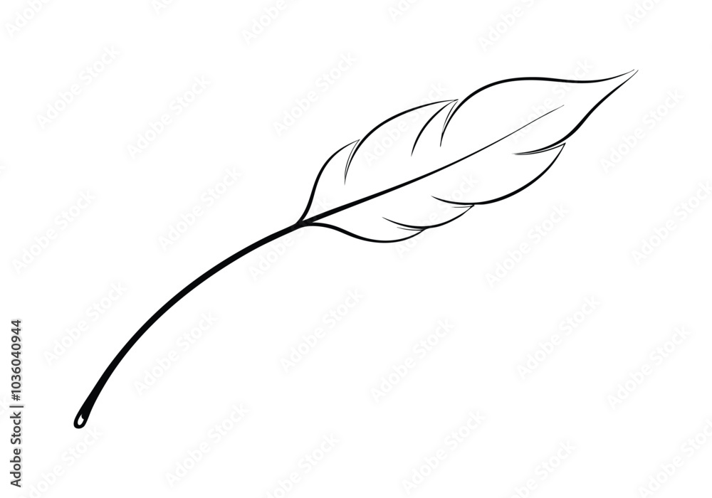 Fototapete continuous line art of a floating feather – elegant minimalist vector